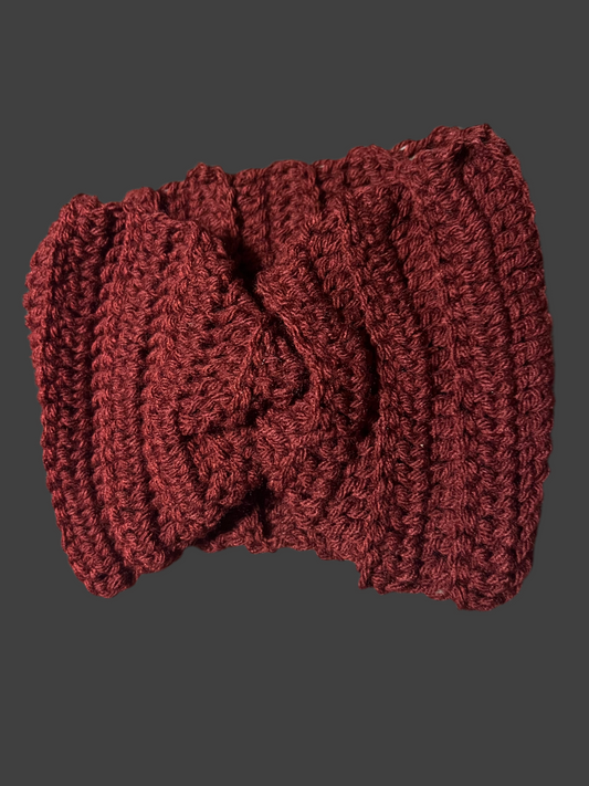 Wide Burgundy Turban Headband